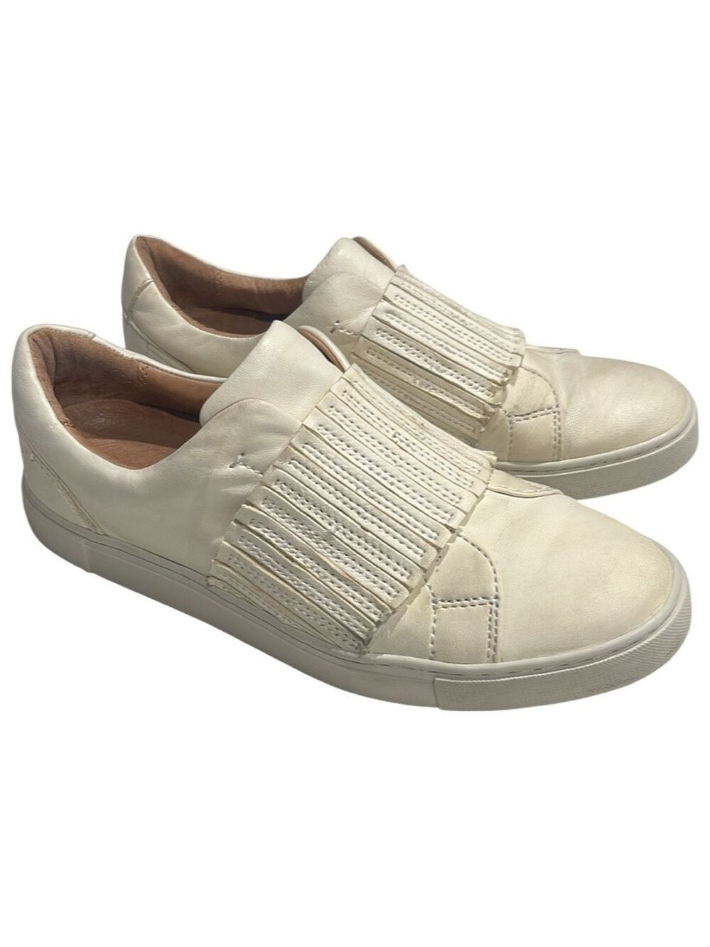 Frye Ivy Leather Gore Detail Slip‎ On Sneakers SZ 8.5 Women’s Cream